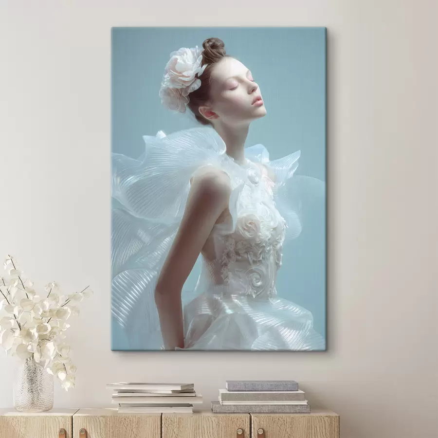 fotótapéta egy finom lány fehér ruhában s48288