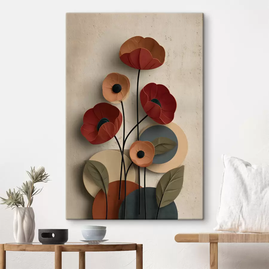 fotótapéta egyszerűsített stílusú, térhatású virágok s48294