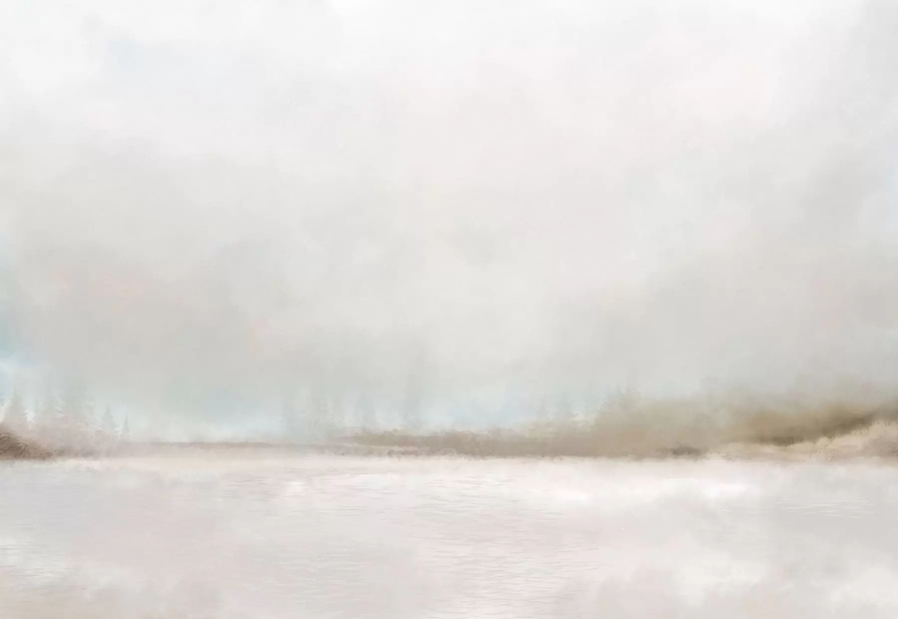 fotószőnyeg Ködös táj tóval és erdővel w05319