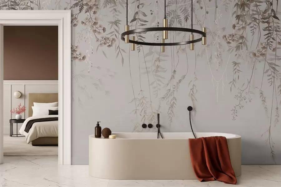 fotószőnyeg Finom lógó fűszálak világos háttér előtt w05320v2