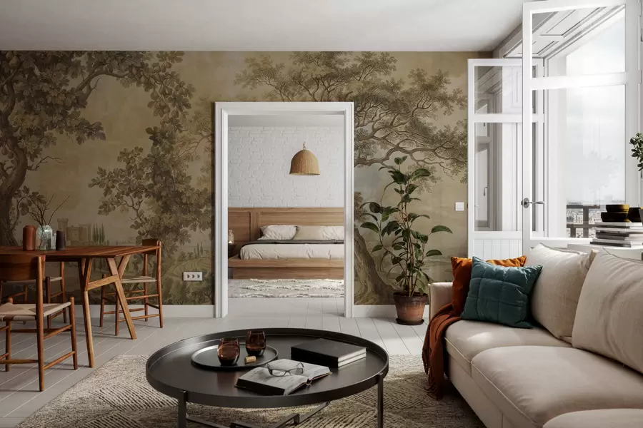 fotószőnyeg Hímzett stílusú vidéki táj w05359