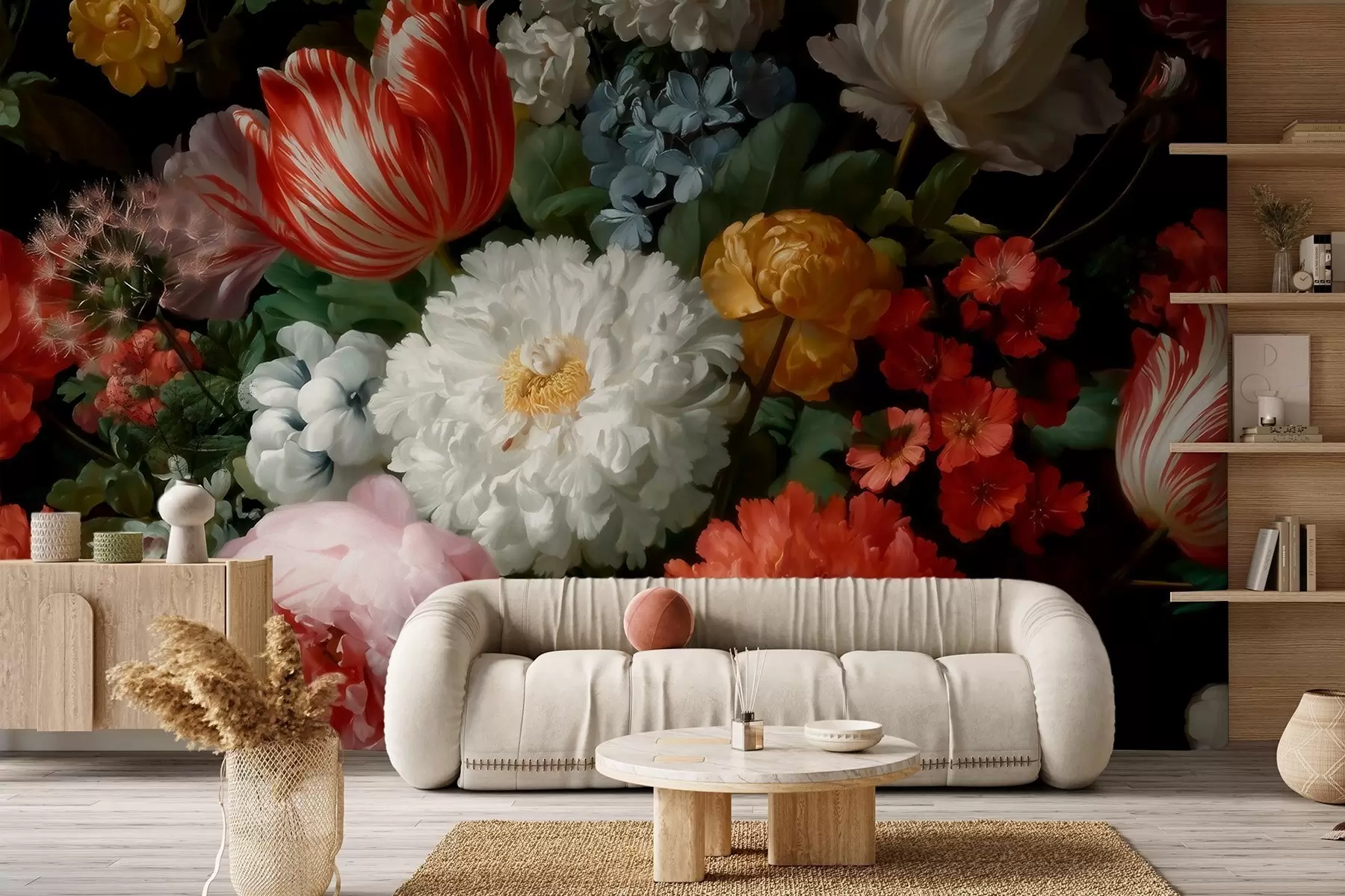 fotószőnyeg Egy tavaszi kert fényűző virágkompozíciója w09676