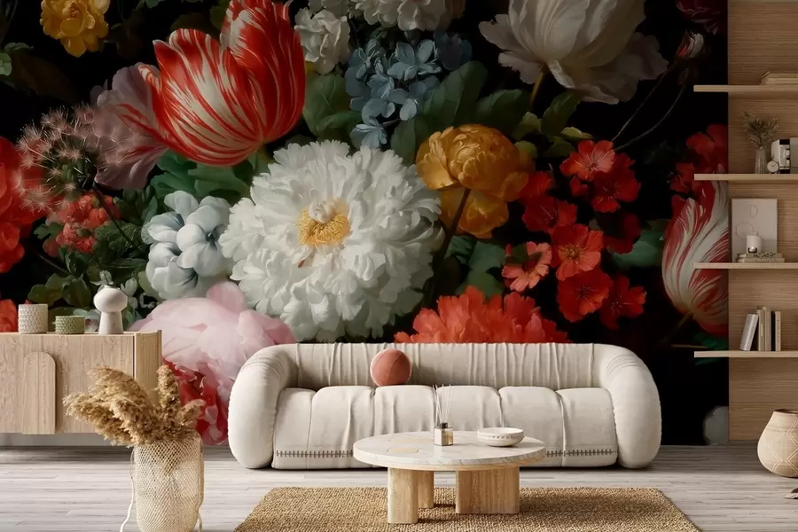 fotószőnyeg Egy tavaszi kert fényűző virágkompozíciója w09676