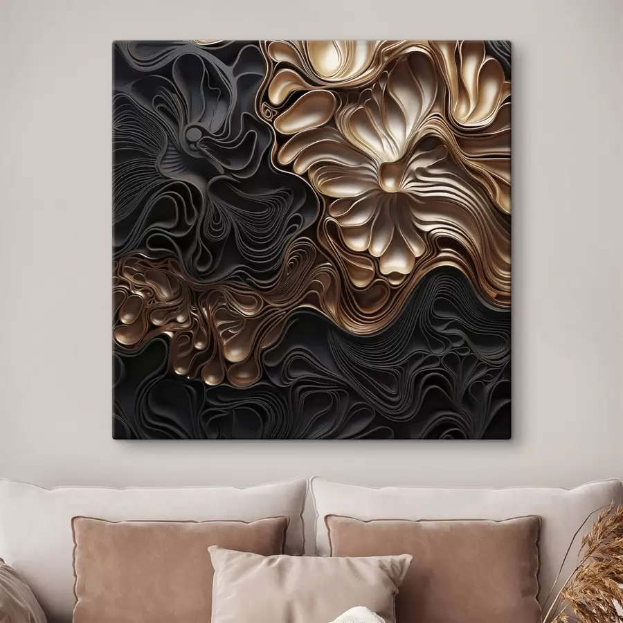 fotótapéta Absztrakt, áramló, organikus sötét formák, amelyek texturált modern művészetet teremtenek s48383