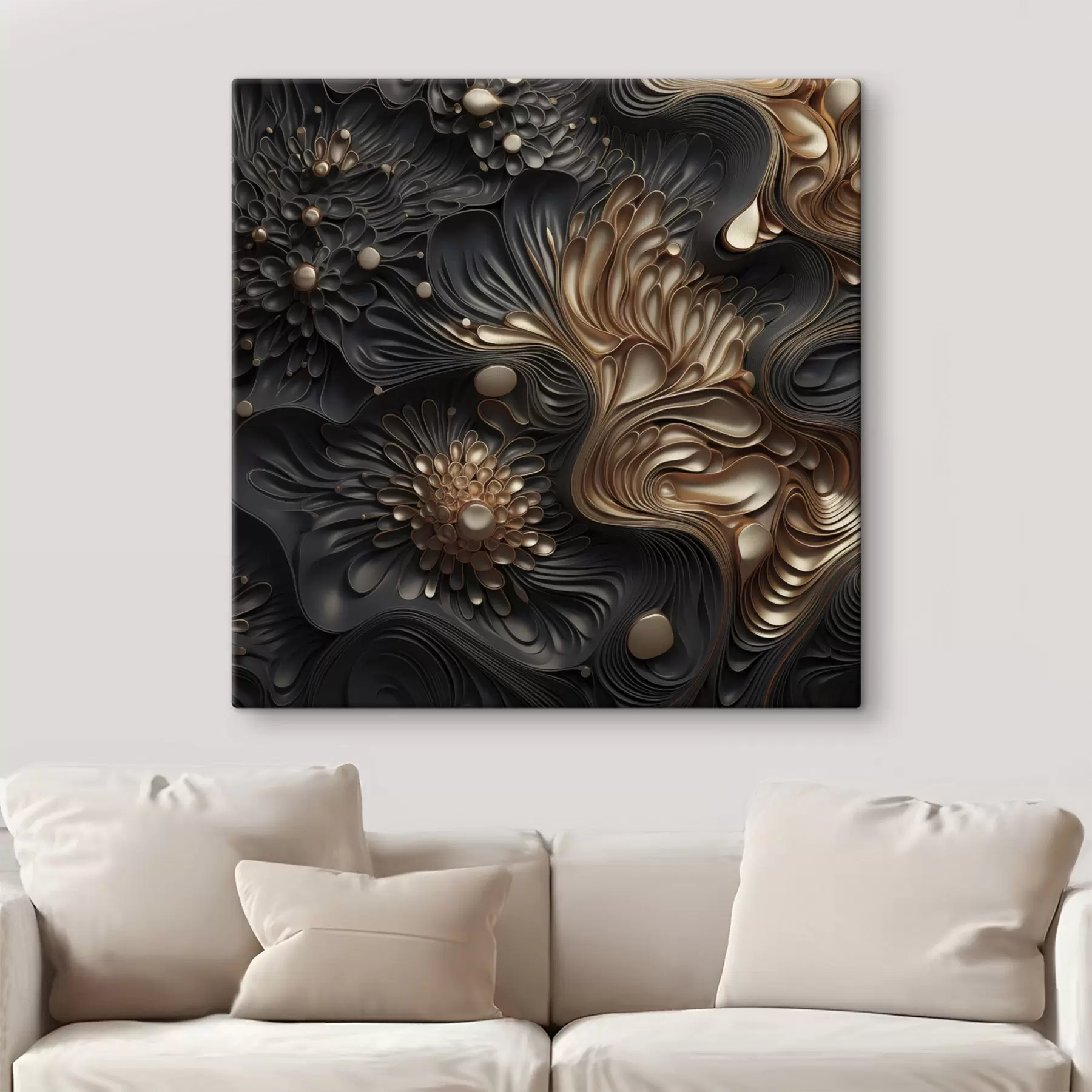 fotótapéta Absztrakt, áramló, organikus sötét formák, amelyek texturált modern művészetet teremtenek s48384