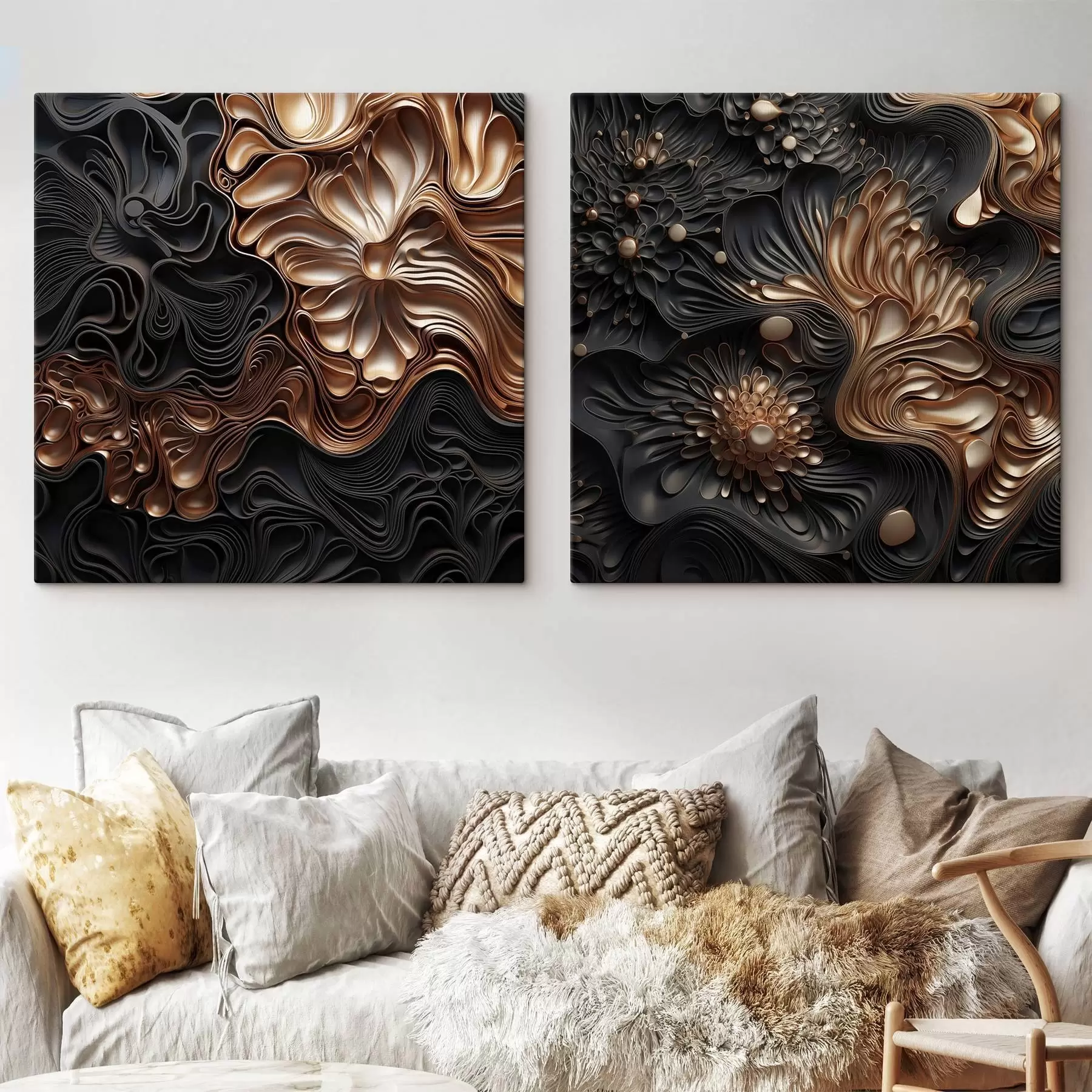 fotótapéta Absztrakt, áramló, organikus sötét formák, amelyek texturált modern művészetet teremtenek m30196