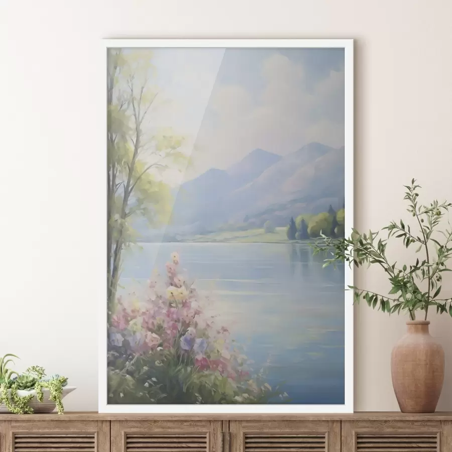 fotószőnyeg Festményen ábrázolt tóparti táj f48423