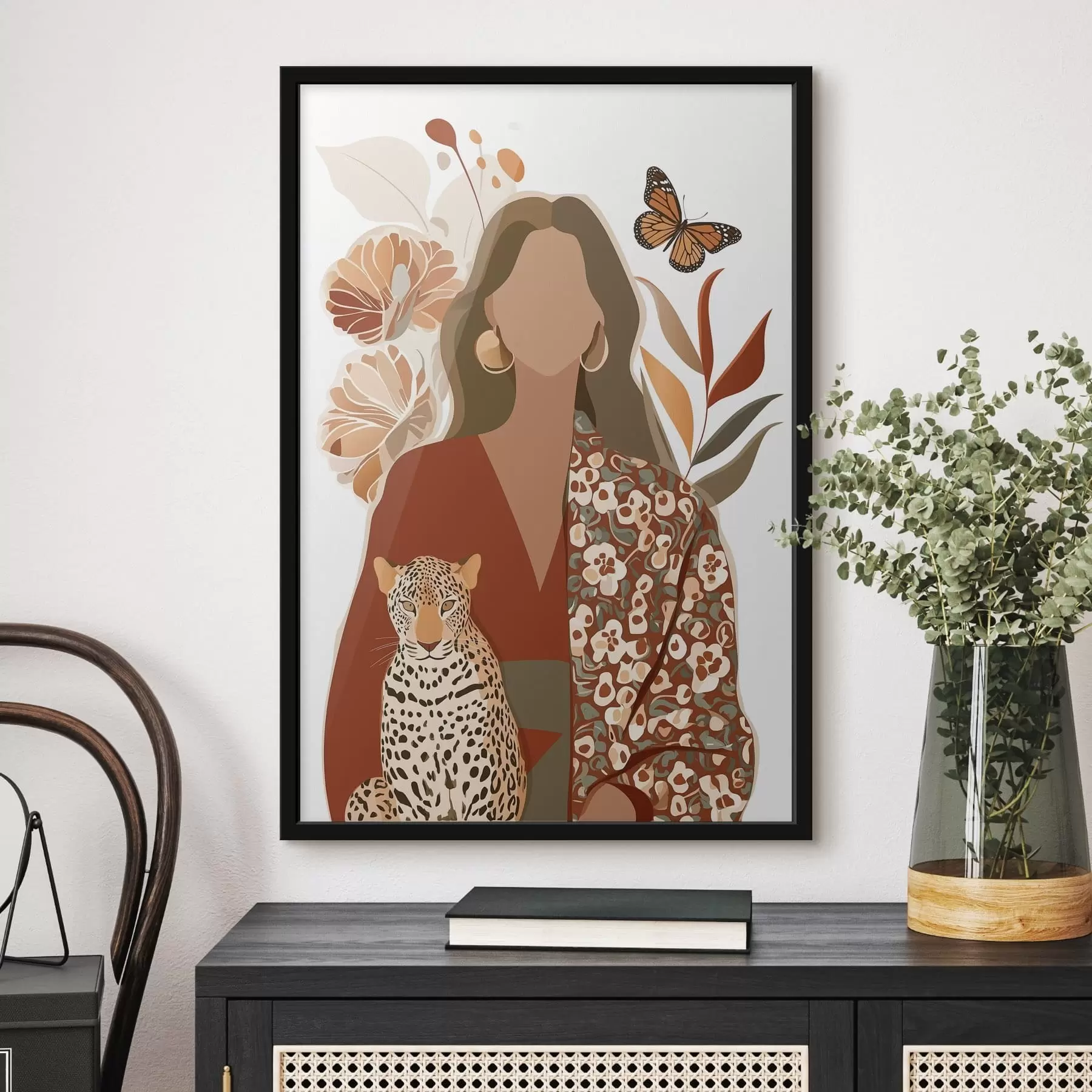 fotószőnyeg Nő virágos háttér előtt f48435