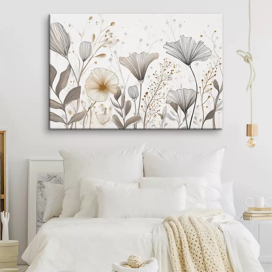 fotótapéta Grafikus virágok és fűszálak, minimalizmus s48484