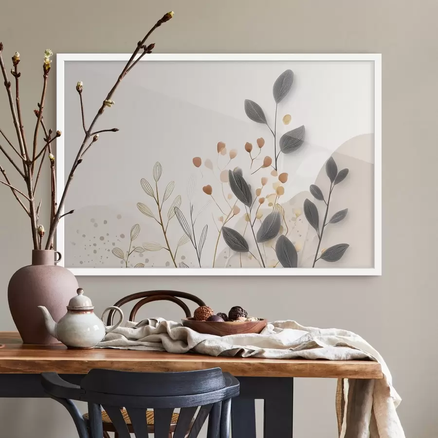 fotószőnyeg Növénytan, minimalizmus, bézs színű levelek f48485