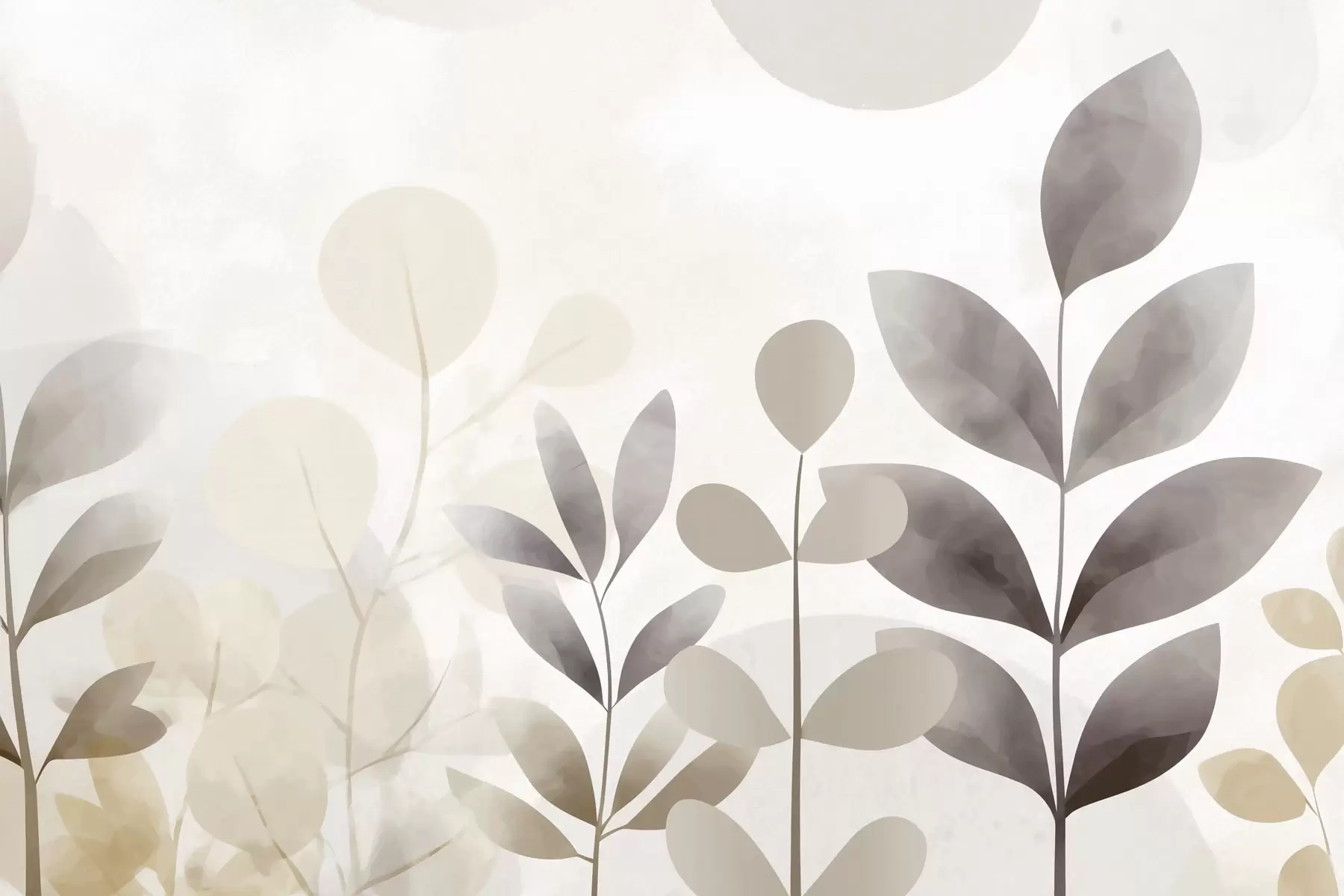 fotószőnyeg Bézs és szürke levélsziluettek, minimalizmus f48487