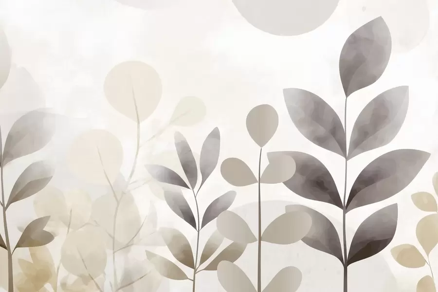 fotószőnyeg Bézs és szürke levélsziluettek, minimalizmus f48487