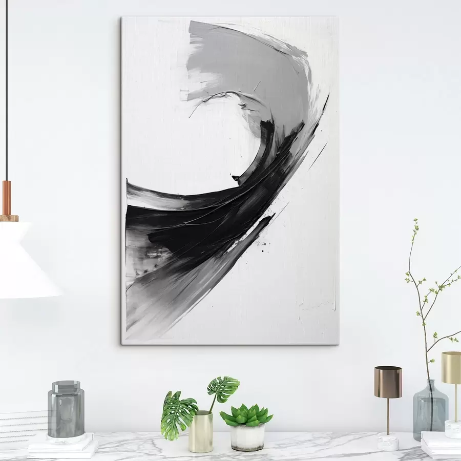 fotótapéta Fekete ecsetvonás fehér háttér előtt s48326