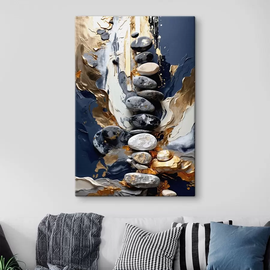 fotótapéta Absztrakt kompozíció kövekkel és texturált ecsetvonásokkal s48362