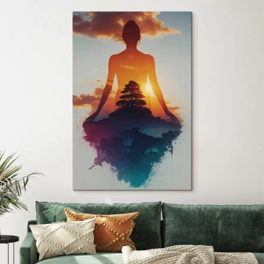 fotótapéta Emberi alak sziluettje naplemente előtt s48364