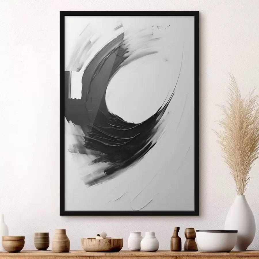 fotószőnyeg Fekete ecsetvonás világos háttér előtt f48340