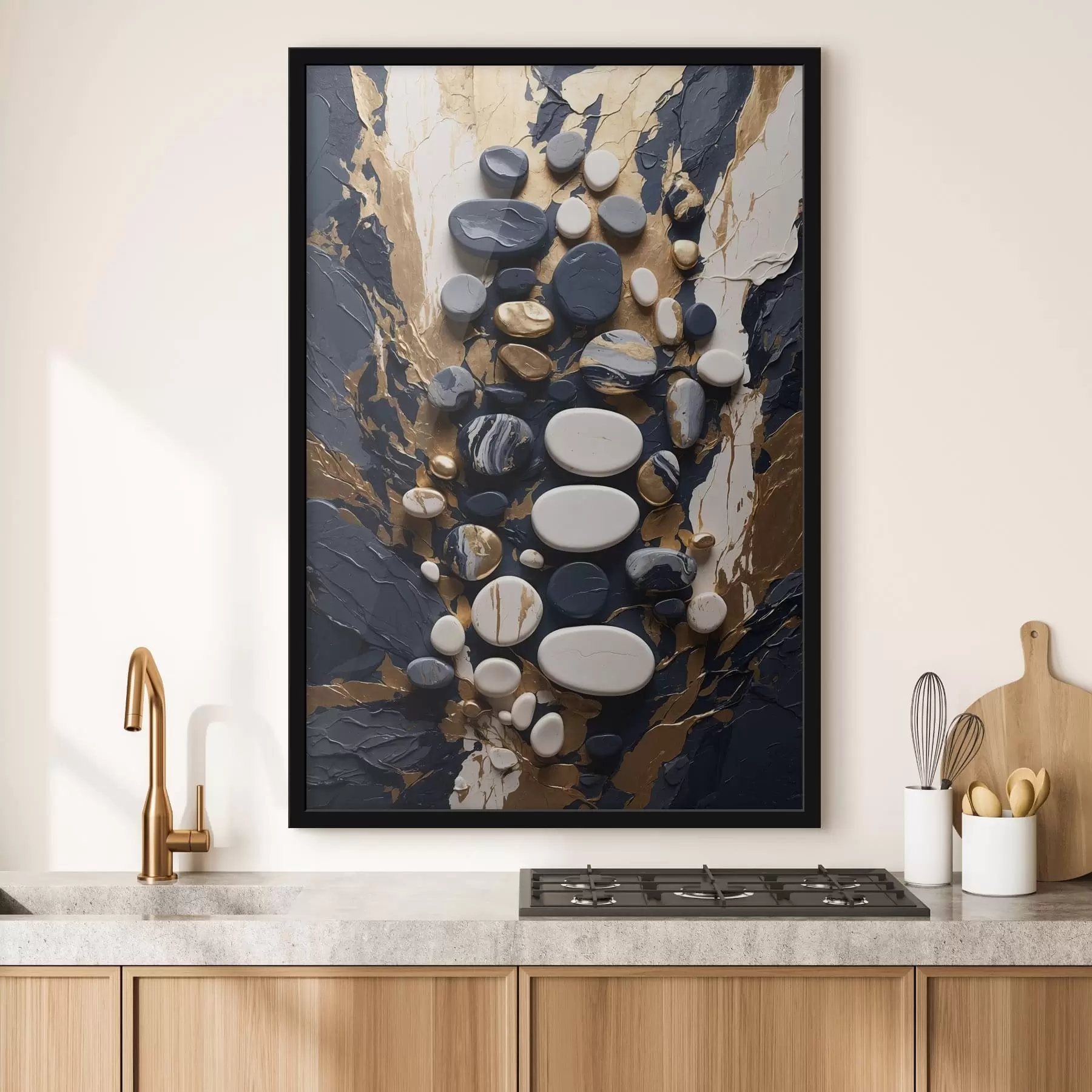 fotószőnyeg Absztrakt kőkompozíció sötétkék árnyalatokban f48357