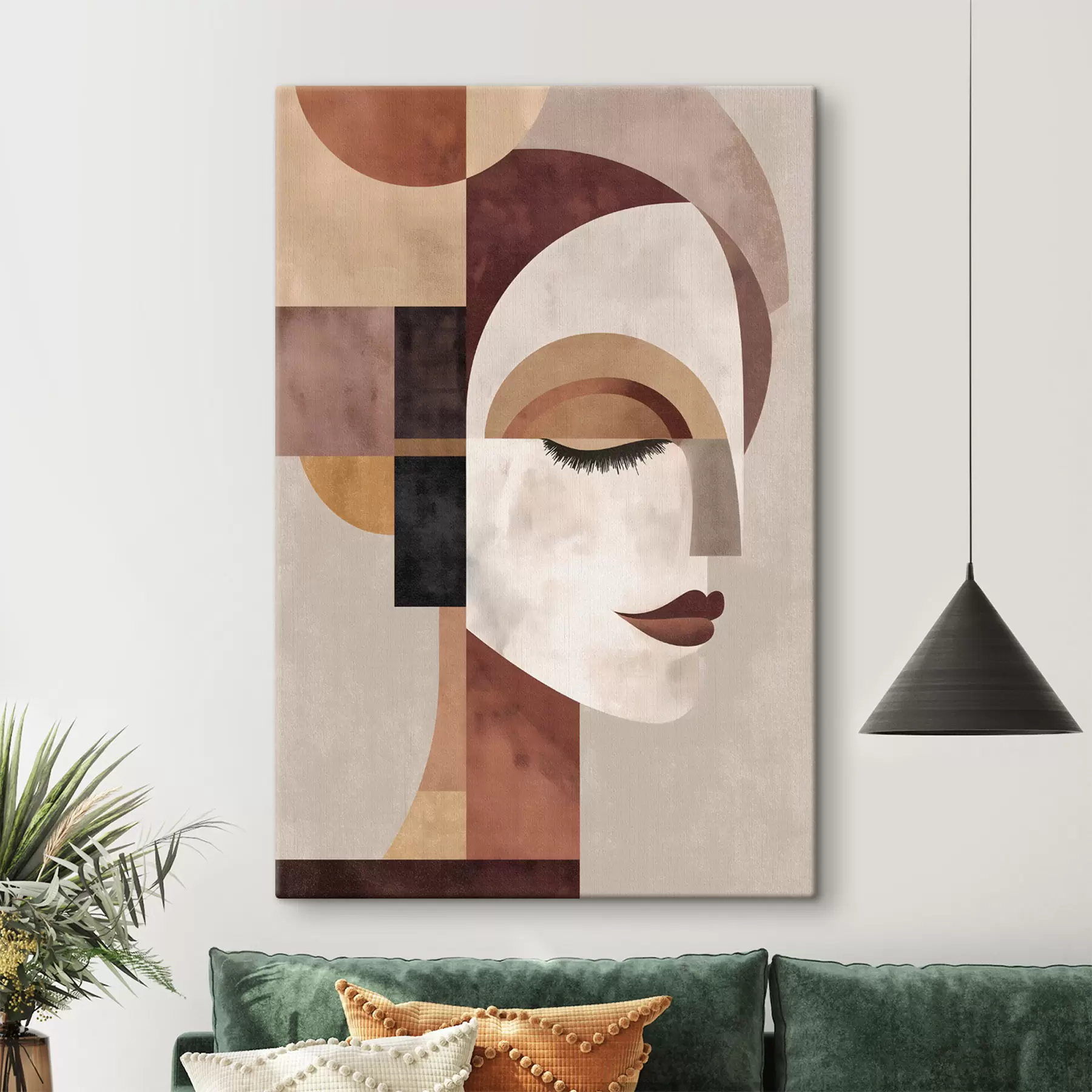 fotótapéta egy női arc profilból, absztrakt ábrázolásban s48523