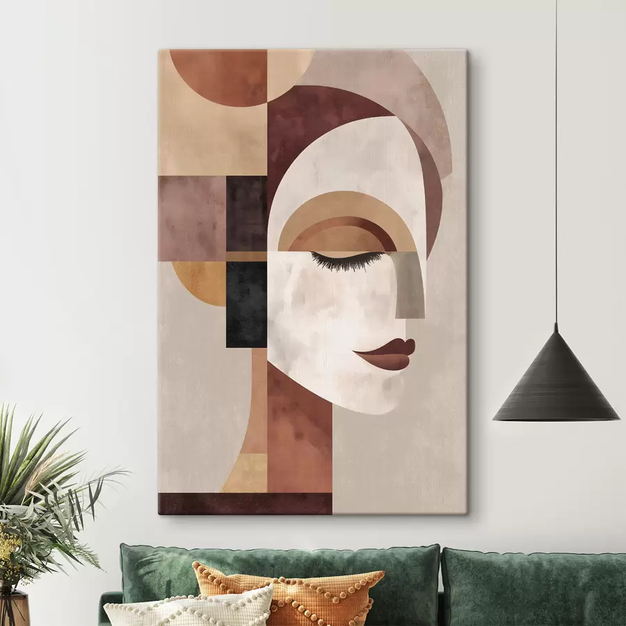 fotótapéta egy női arc profilból, absztrakt ábrázolásban s48523