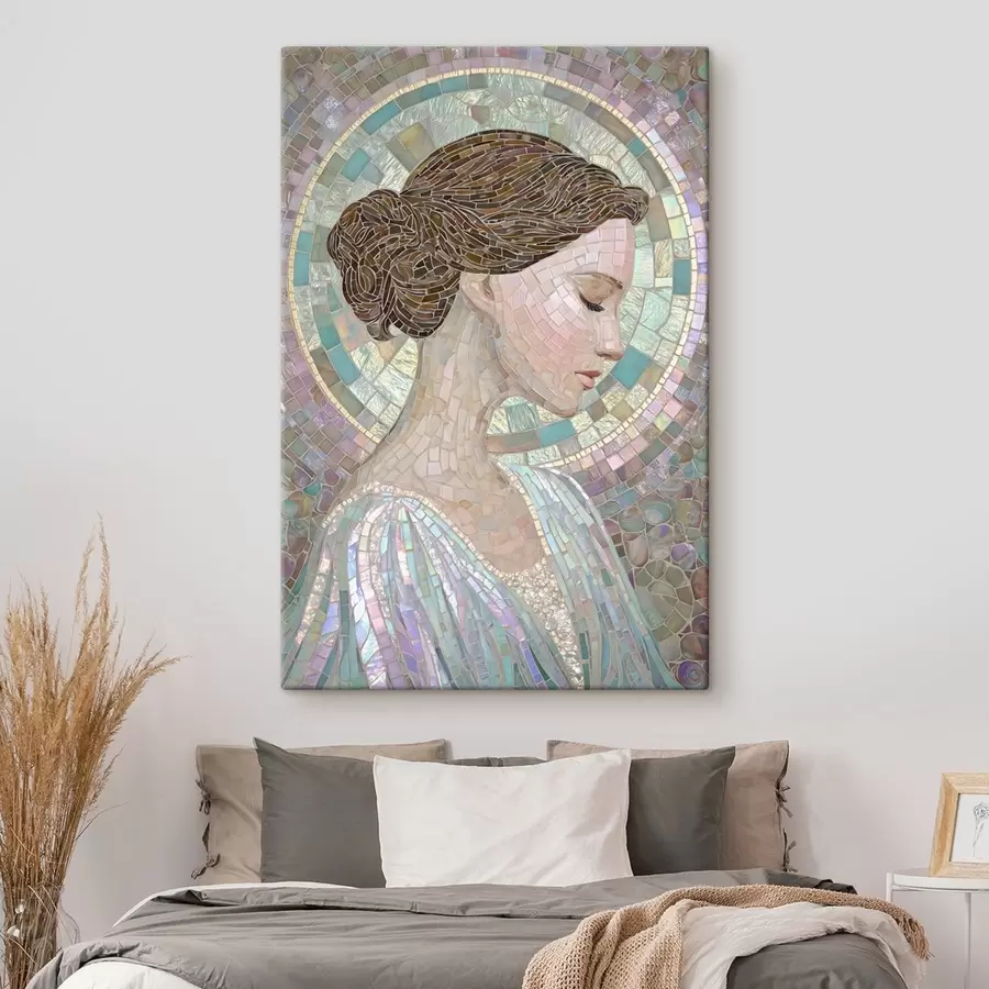 fotótapéta egy nő profilja ólomüveg stílusban s48551