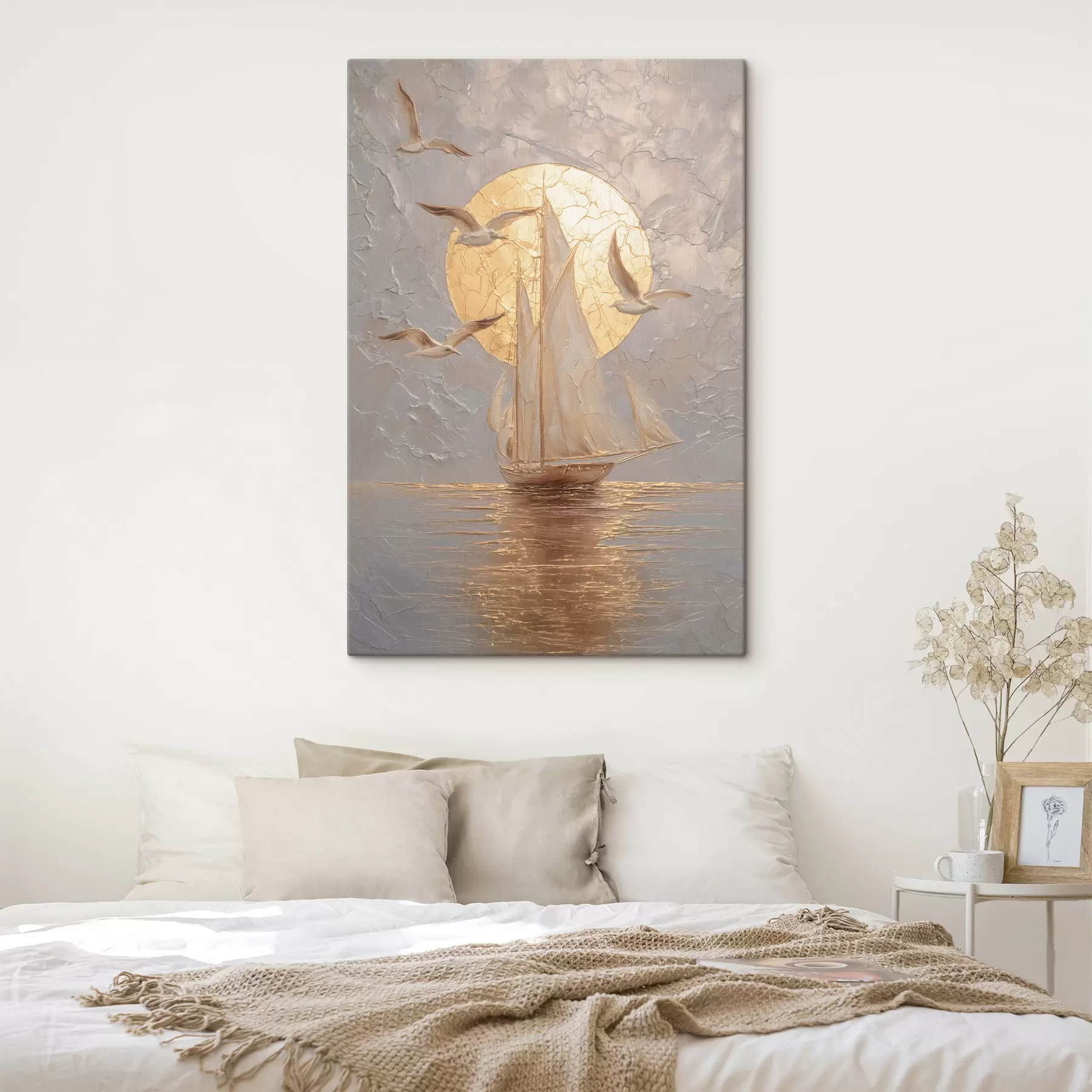 fotószőnyeg egy hajó naplementekor impasto stílusban s48556