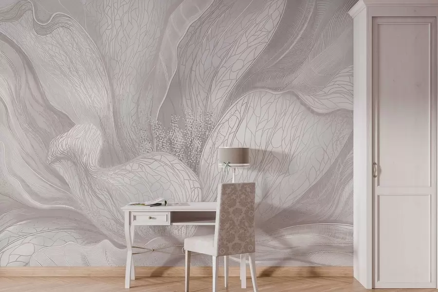 fotószőnyeg Könnyed, absztrakt virág áramló vonalakkal w05119v3