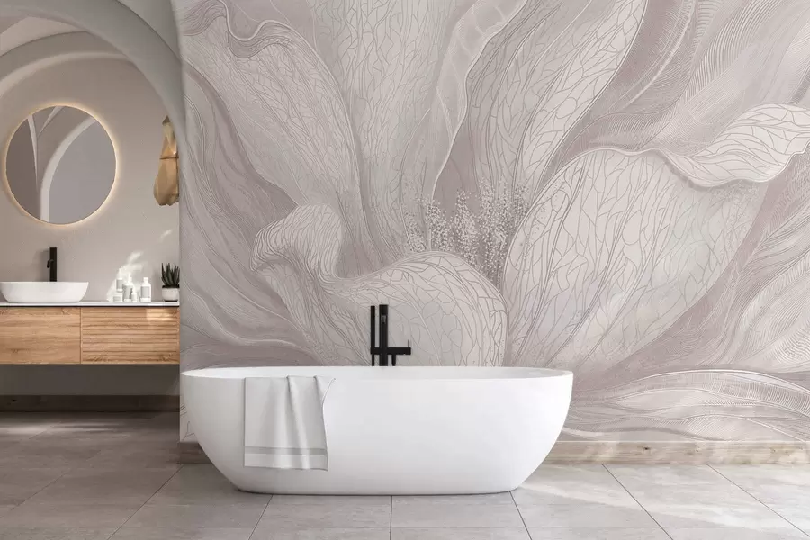 fotószőnyeg Könnyed, absztrakt virág áramló vonalakkal w05119v3