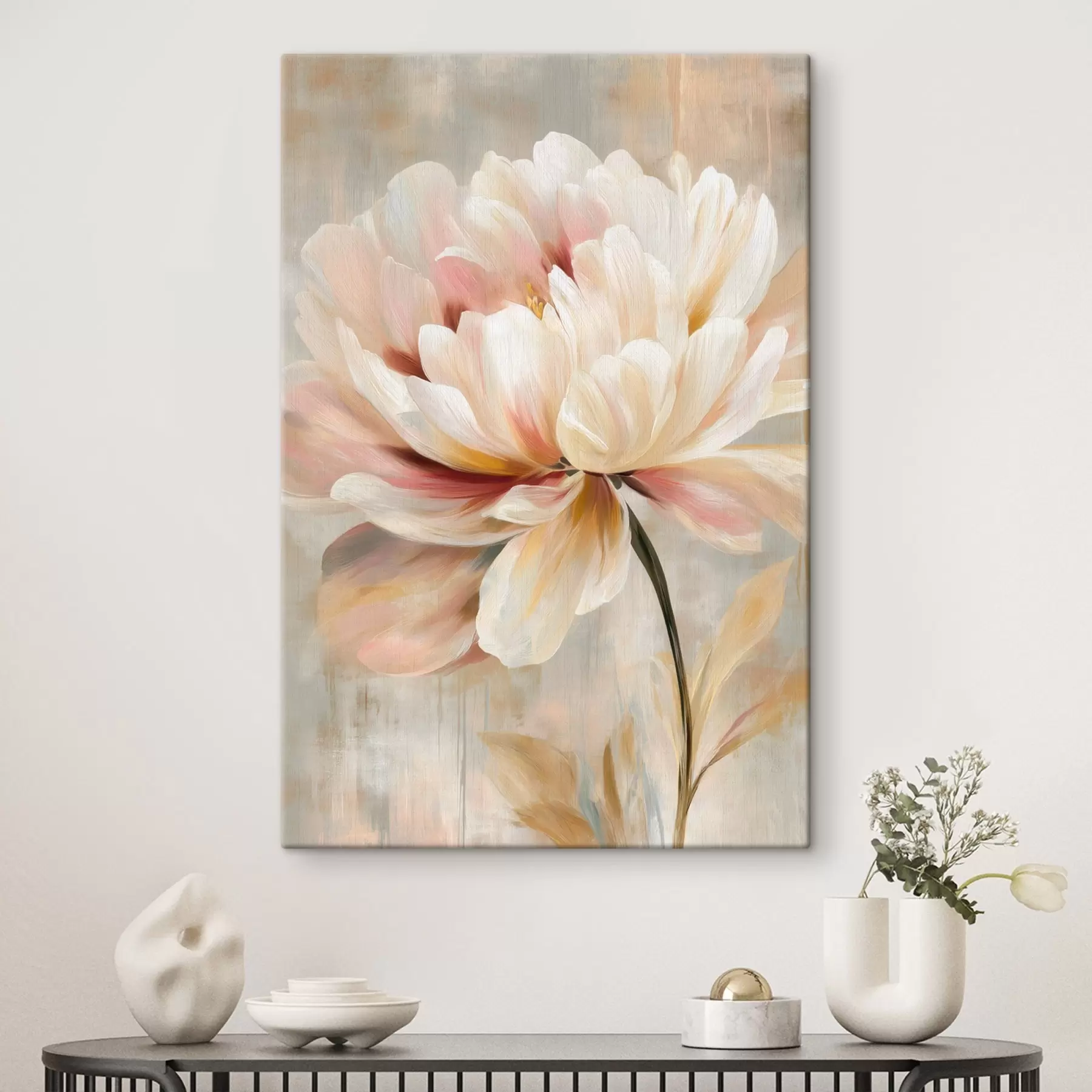 fotótapéta Finom pünkösdi rózsa pasztell színekben, olajfestmény stílusban s48183