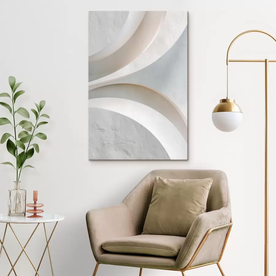 fotótapéta Dekoratív panel térbeli építészeti formákkal világos háttér előtt s48191