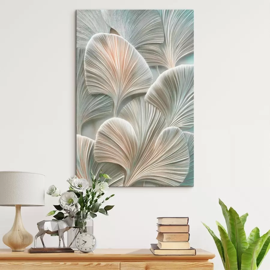 fotótapéta Művészi illusztráció dombornyomott levelekkel, kortárs dombormű stílusban s48210