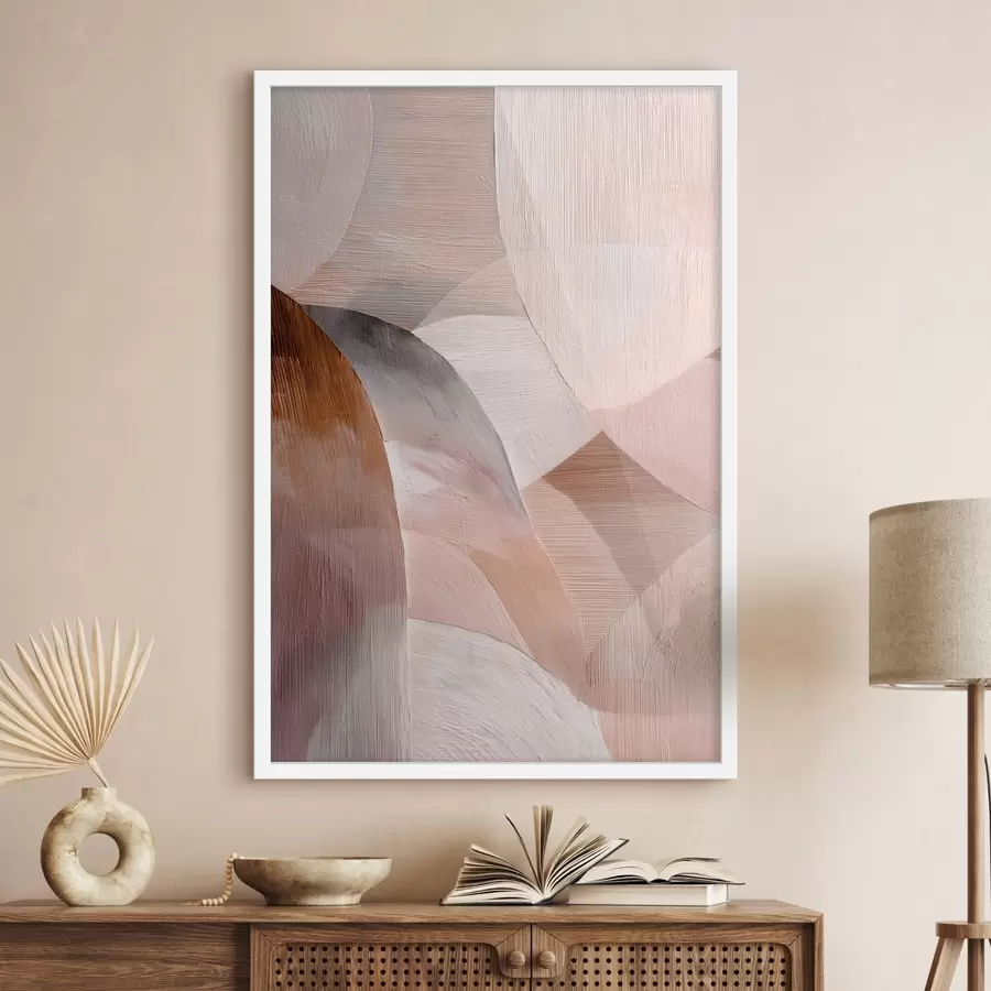 fotószőnyeg Geometrikus absztrakció meleg barackos színvilágban, művészeti poszter stílusban f48189