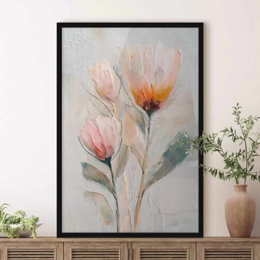 fotószőnyeg Protea-virágcsokor vastag ecsetvonás-hatással f48206