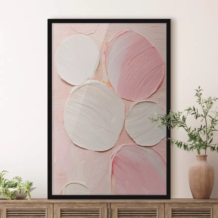 fotószőnyeg Dekoratív panel, pasztell színvilágú, térhatású kör alakú ecsetvonásokkal f48208