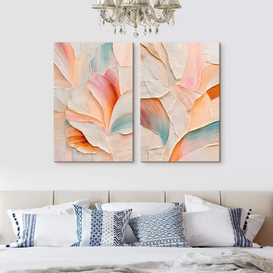 fotótapéta Dekoratív szirmok térhatású ecsetvonásokkal, kortárs művészeti stílusban m30139