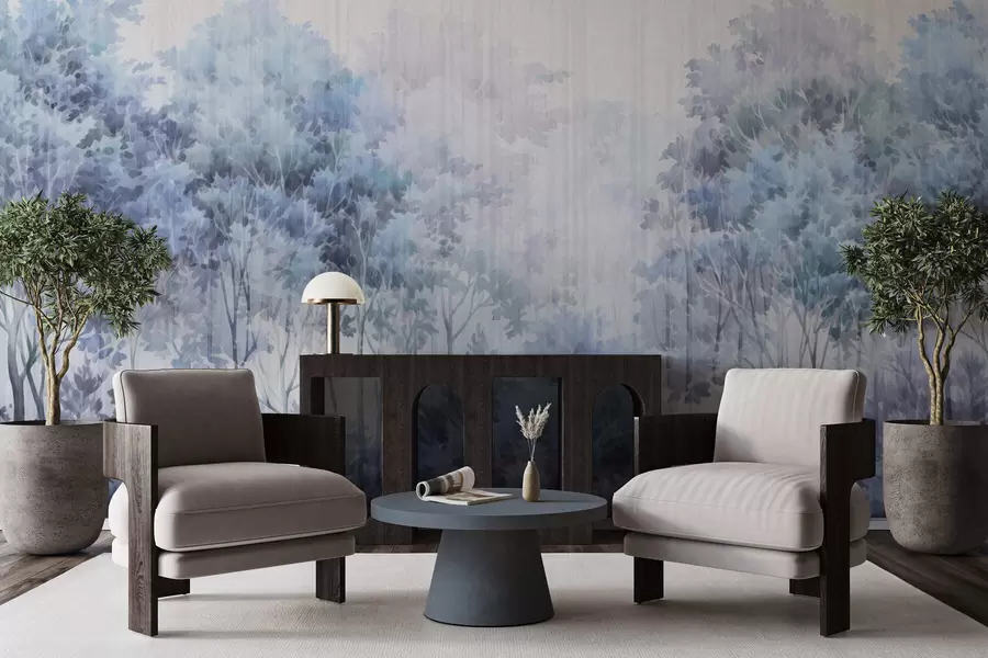 fotószőnyeg Lombos erdő és vonalak w05442v1