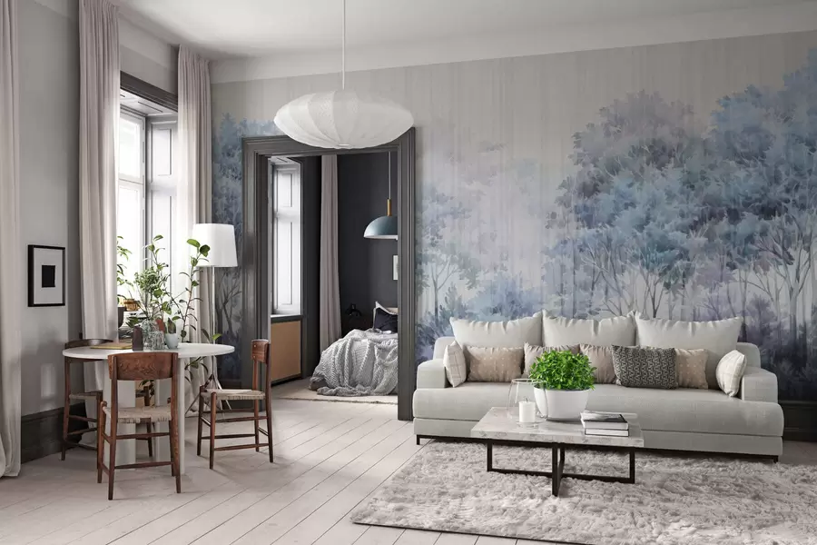 fotószőnyeg Lombos erdő és vonalak w05442v1