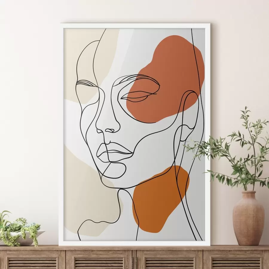 fotószőnyeg Absztrakt arcok, vonalrajz f48569