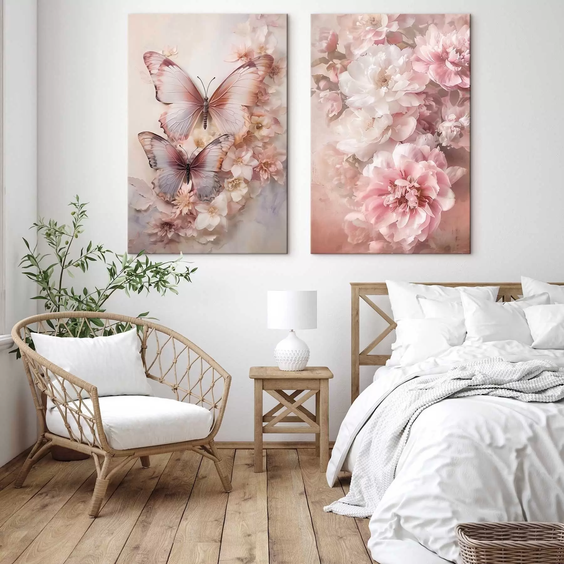 fotótapéta Rózsaszín virágok, romantikus stílus m30268