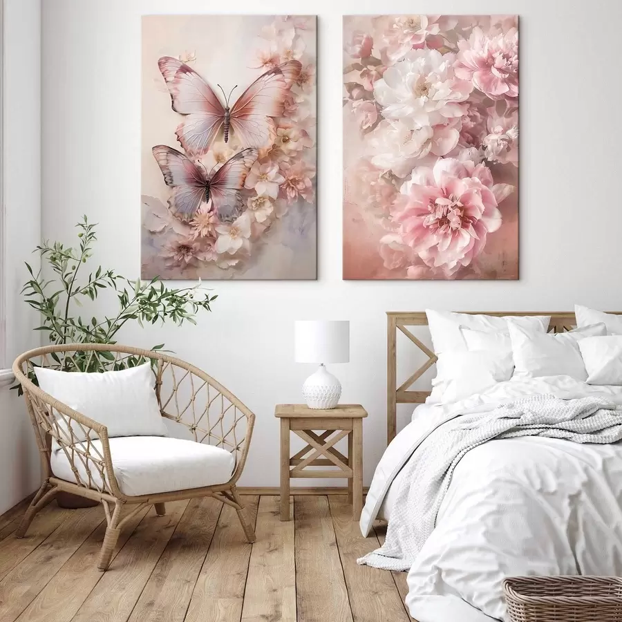 fotótapéta Rózsaszín virágok, romantikus stílus m30268