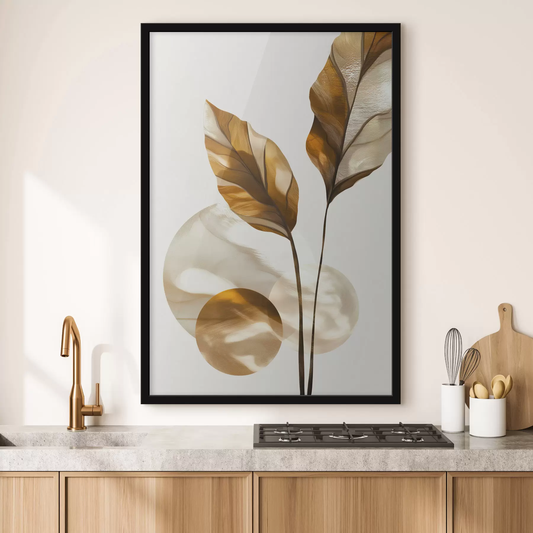 fotószőnyeg Levelekből és körökből álló absztrakt kompozíció f48615