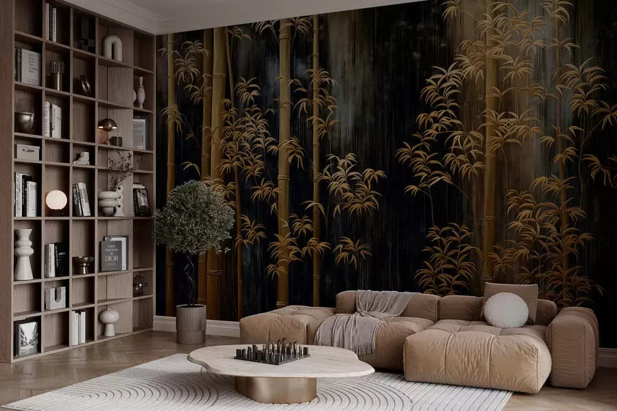 fotószőnyeg Sötét bambusz fekete háttér előtt w05120