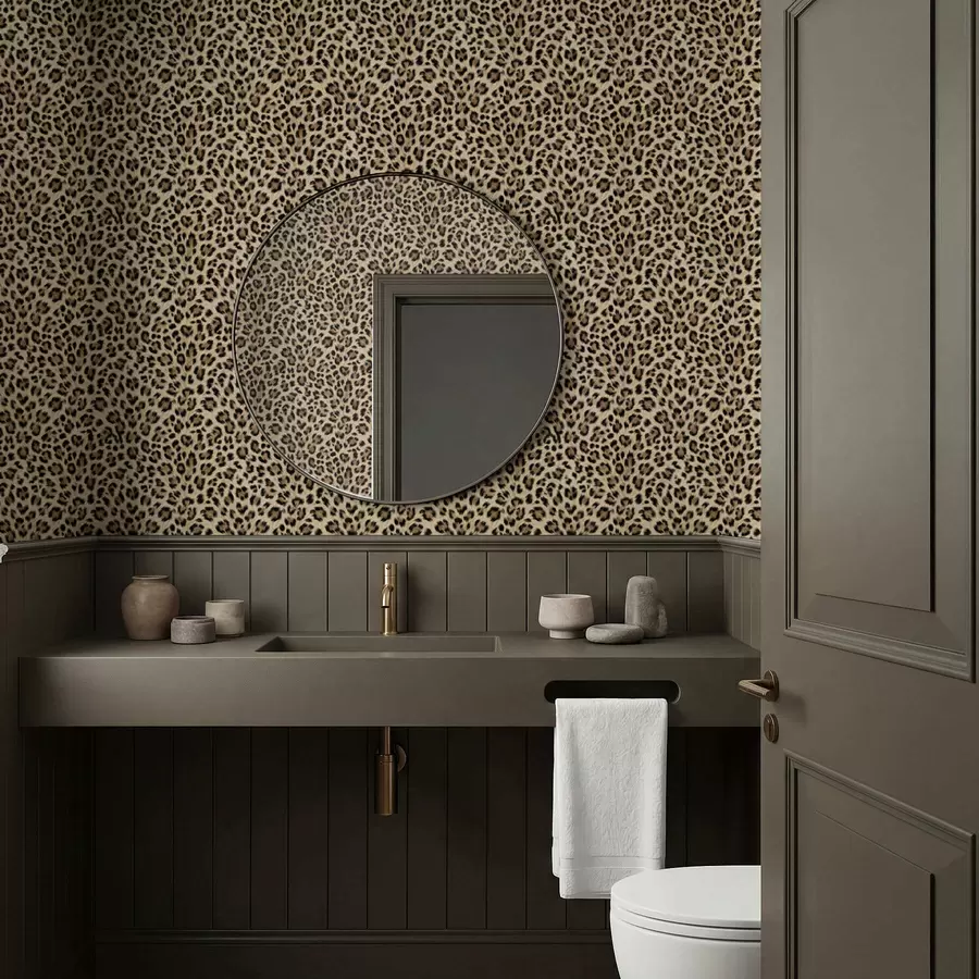 fotószőnyeg Leopárdminta foltokkal világos háttér előtt a01151