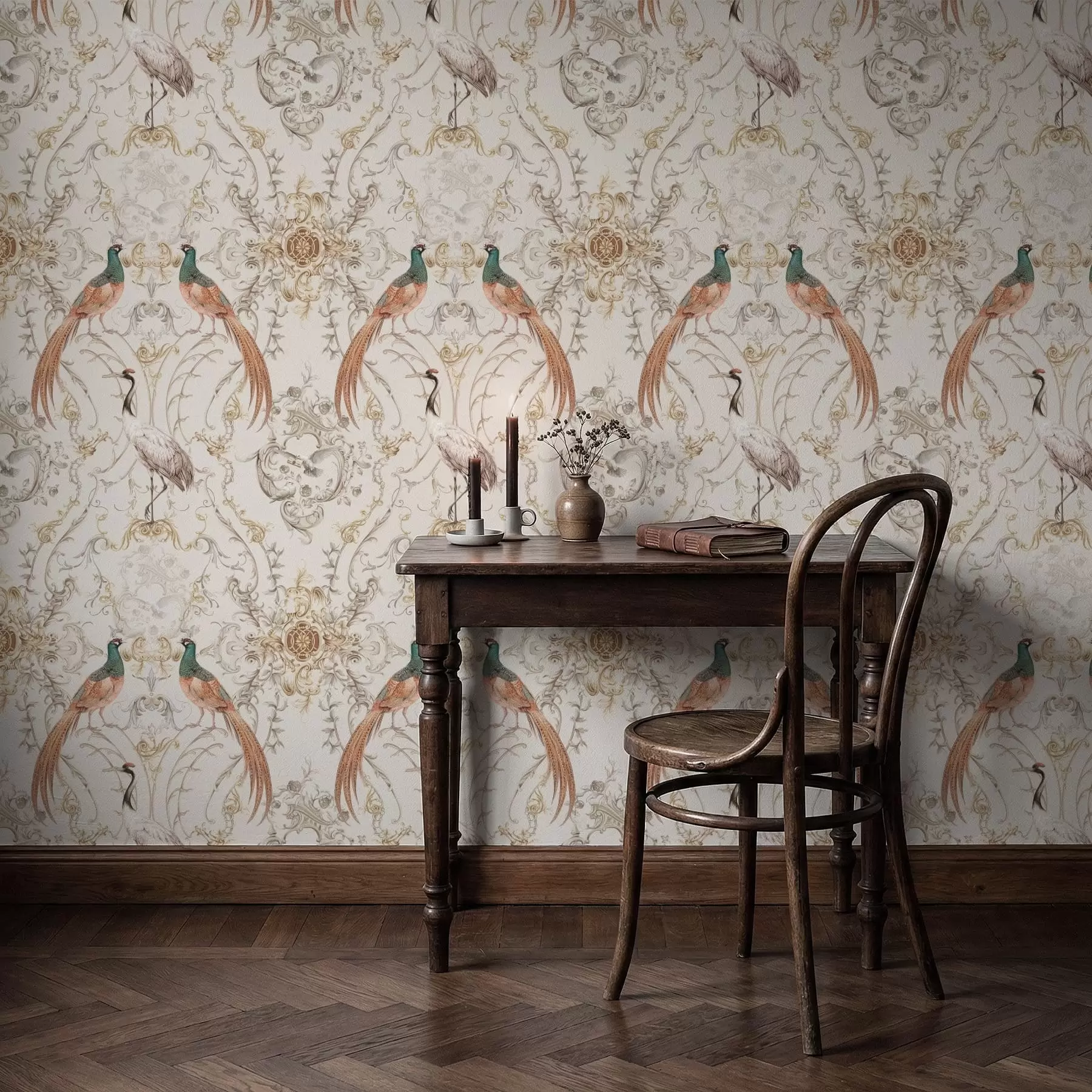 fotószőnyeg Madarakkal és motívumokkal díszített mintázat a01156