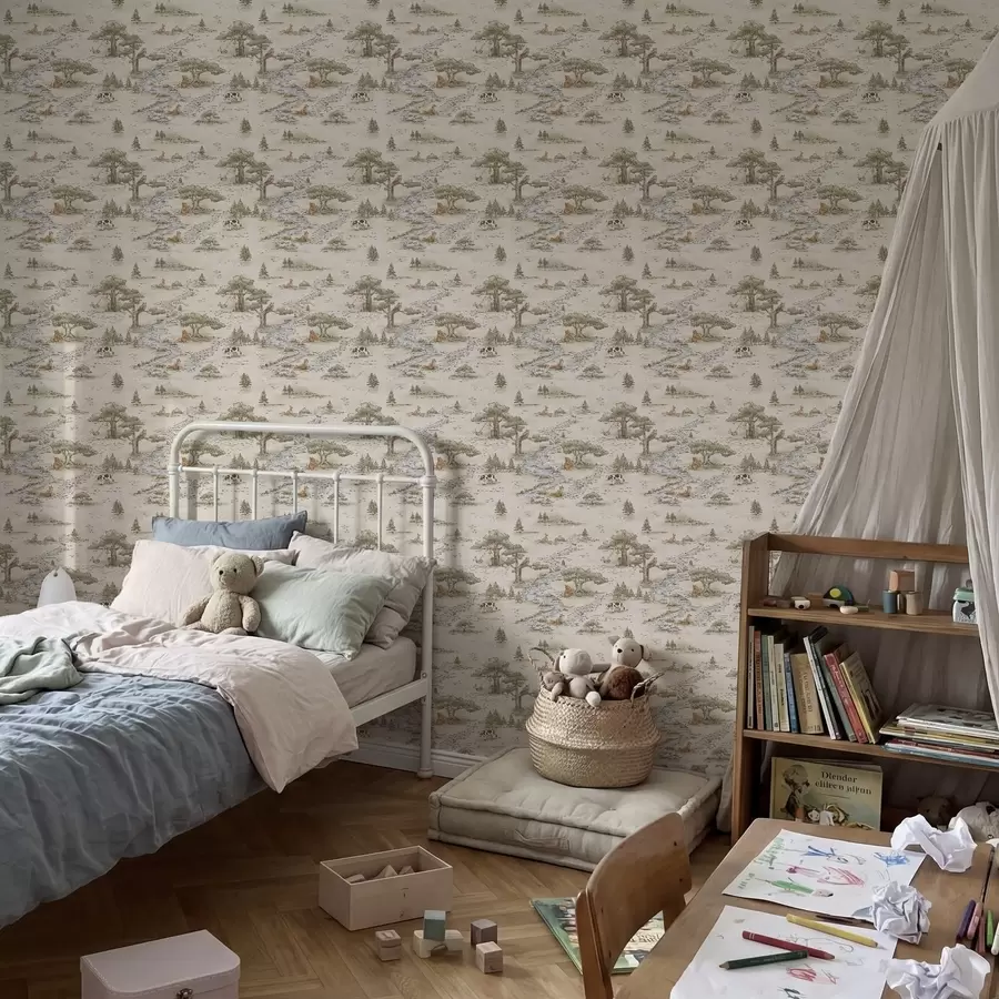 fotószőnyeg Természetábrázolás állatokkal és folyóval a01157