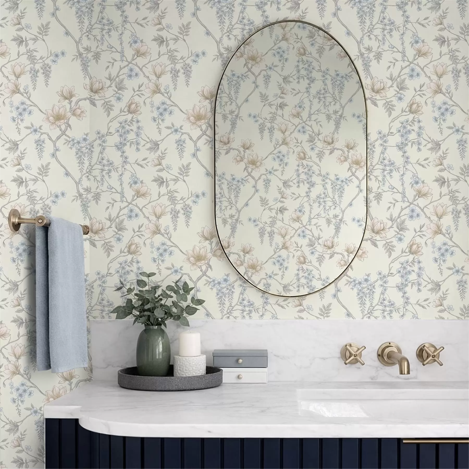 fotószőnyeg Finom virágmotívum ágakkal és virágokkal a01159