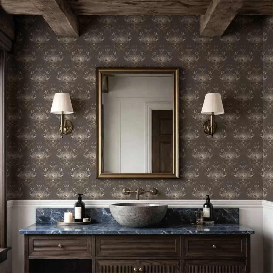 fotószőnyeg Hattyúkkal és madarakkal díszített klasszikus stílusú dísztárgy a01161