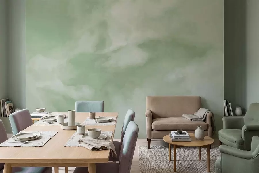 fotószőnyeg Lágy, felhős háttér lágy zöld árnyalatokban w05426v2