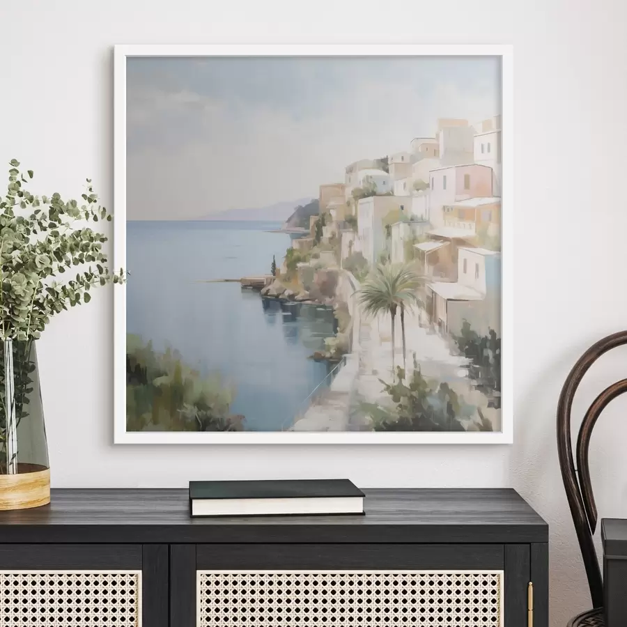 fotószőnyeg Tengeri város tájképe, festményutánzat f48674