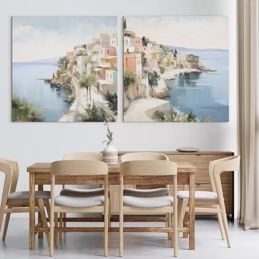 fotótapéta Tengeri város tájképe, festményutánzat m30295