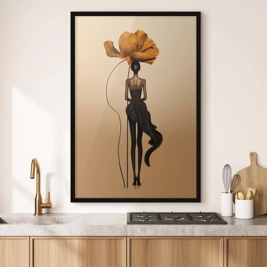 fotószőnyeg Stilizált alak, amelynek feje egy nagy virág f48618